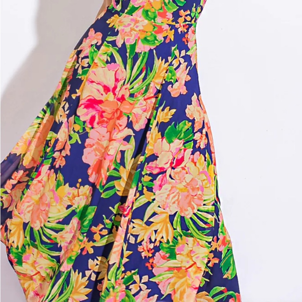 Flying Tomato Pink and Yellow Tiered Maxi Skirt